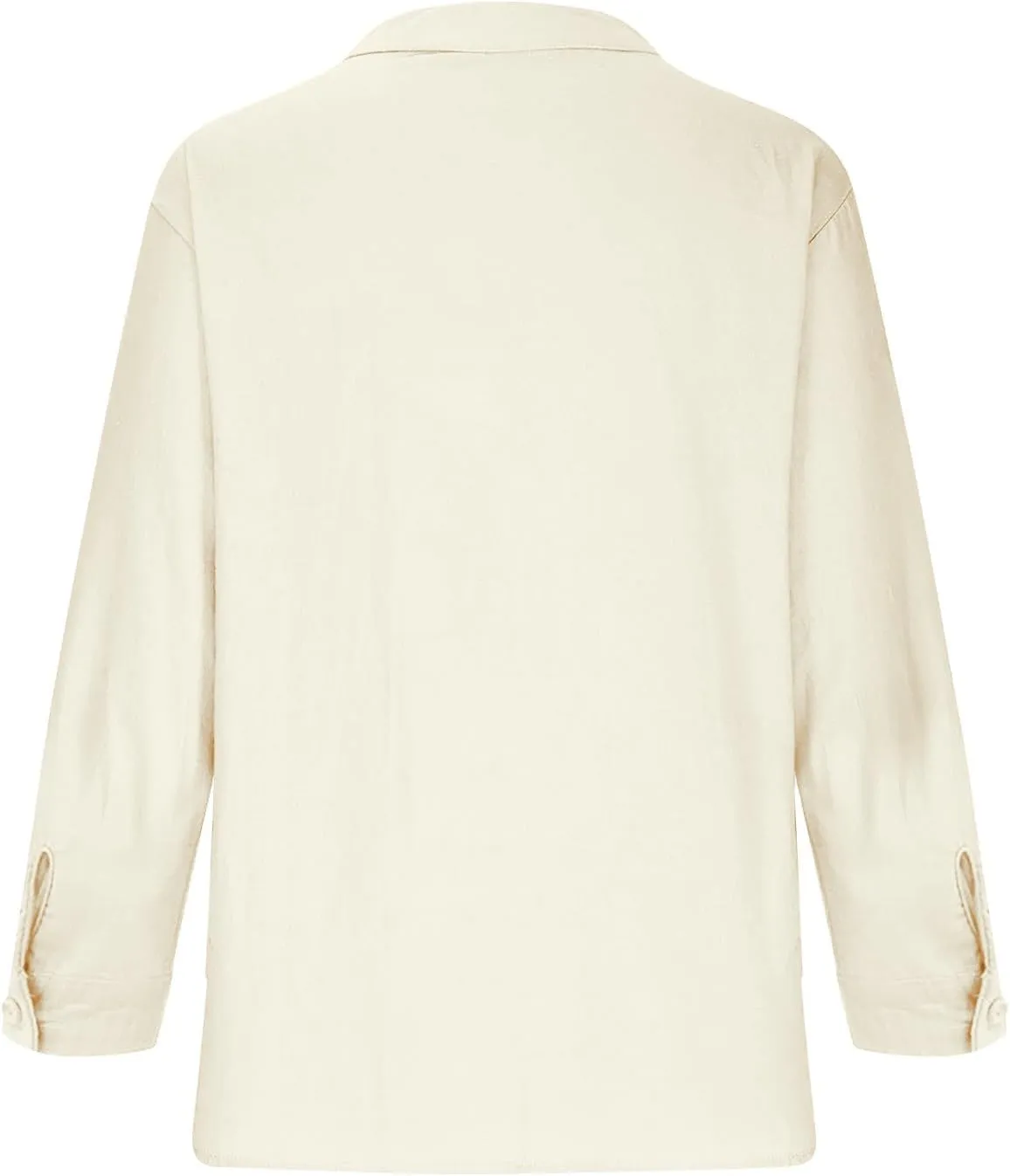 Plus Size Linen Tops for Women V Neck Long Sleeve Button Down Shirts Office Work Blouse Summer Beach Vacation Tunics
