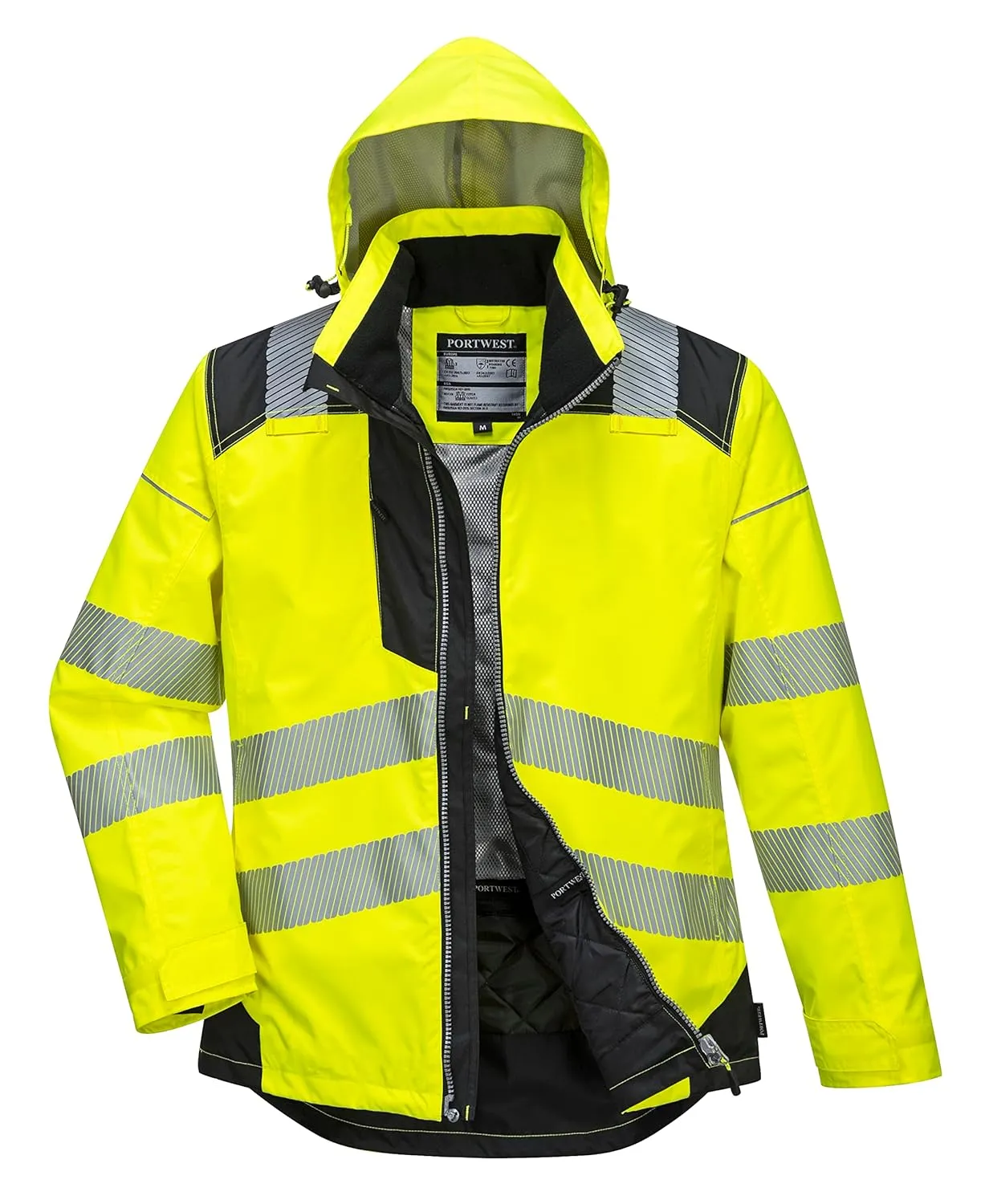 Portwest PW3 Hi-Vis Winter Jacket Work Safety Protective Reflective Waterproof Coat ANSI 3, X Large