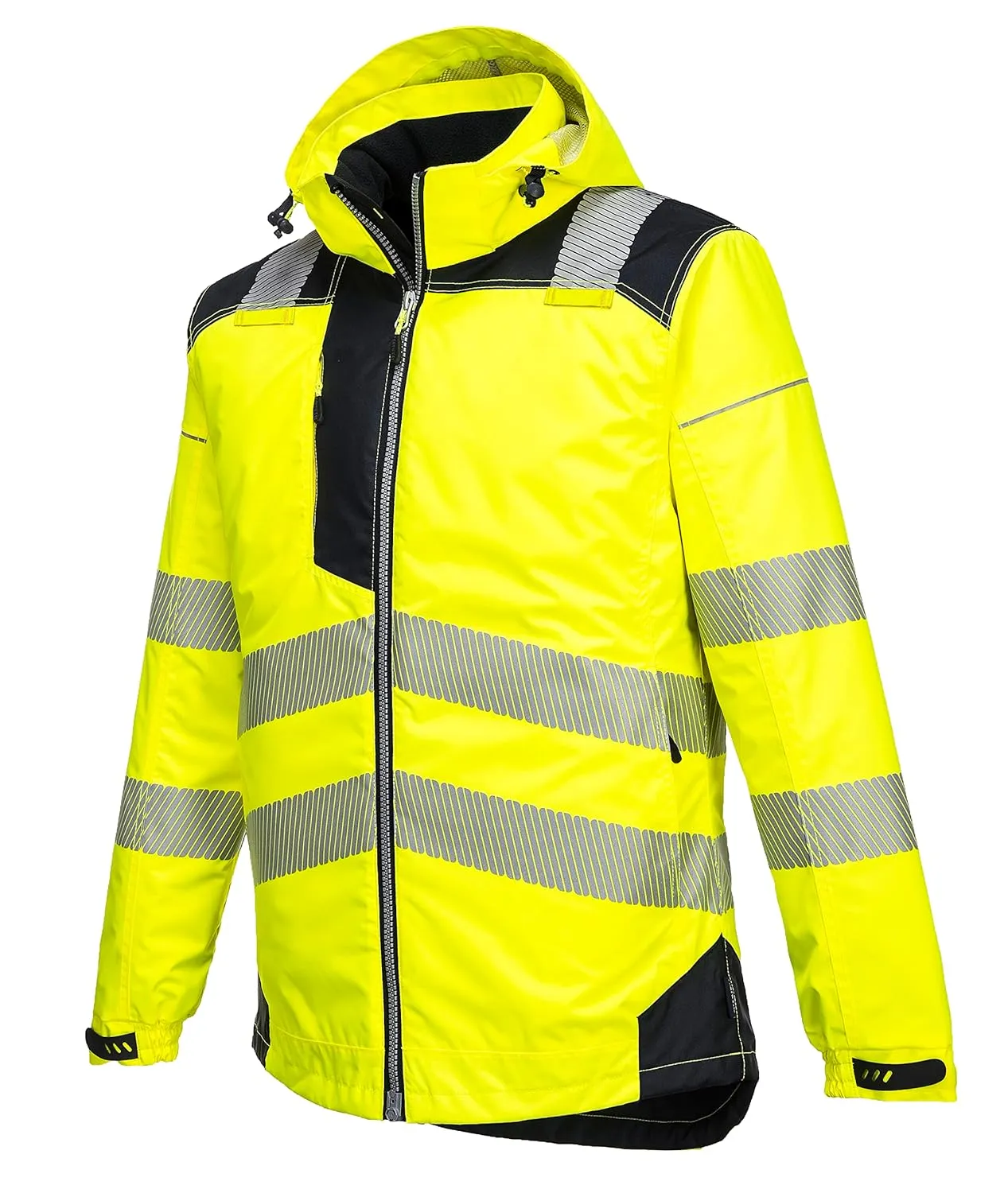 Portwest PW3 Hi-Vis Winter Jacket Work Safety Protective Reflective Waterproof Coat ANSI 3, X Large
