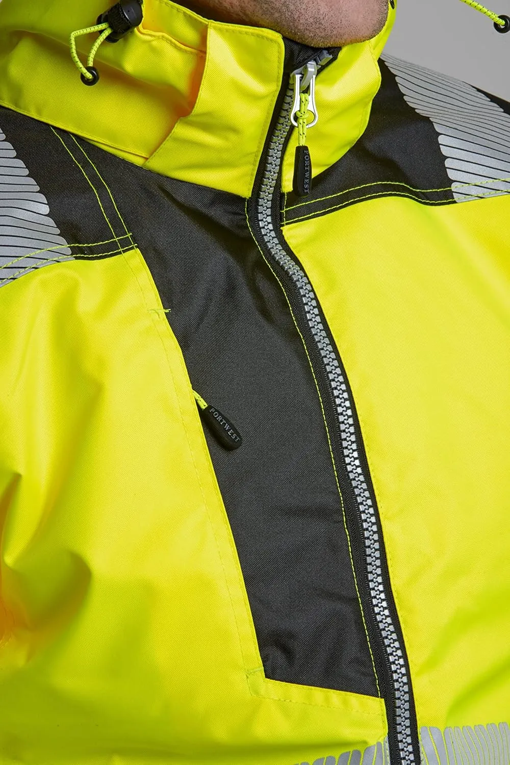 Portwest PW3 Hi-Vis Winter Jacket Work Safety Protective Reflective Waterproof Coat ANSI 3, X Large
