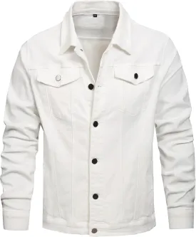 QIMYUM Jean Jacket For Men, Distressed Slim Denim Jacket