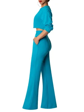 "Solange" Teal High Waist Pants