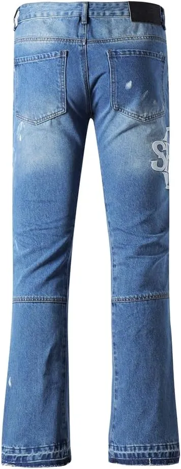 SHION7 Relaxed Bell Bottom Jeans for Men, Hip Hop Streetwear Flared Denim Pants, Men's Stylish Crafted Jean Trousers