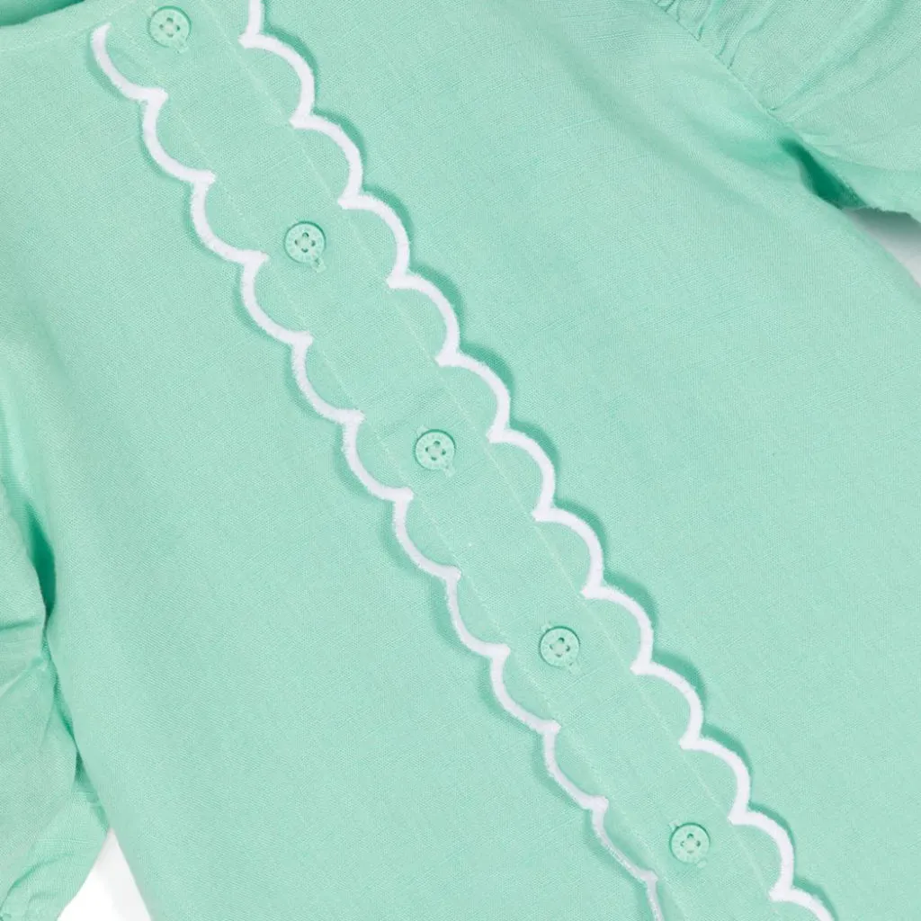 Stella McCartney Kids Scallop Edge Linen Blend Shirt