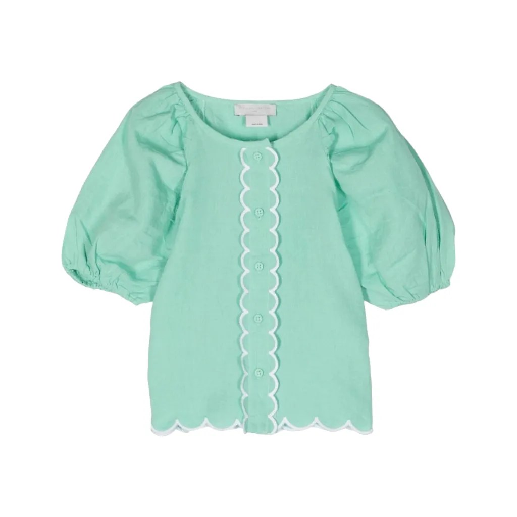 Stella McCartney Kids Scallop Edge Linen Blend Shirt
