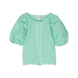 Stella McCartney Kids Scallop Edge Linen Blend Shirt