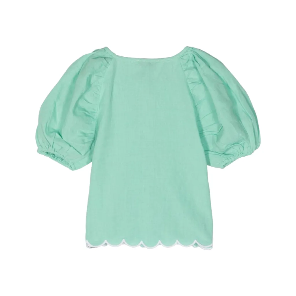 Stella McCartney Kids Scallop Edge Linen Blend Shirt