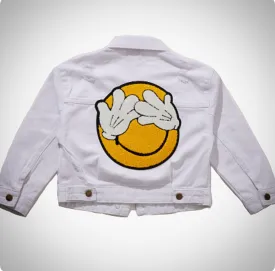 White Patched Denim Jacket