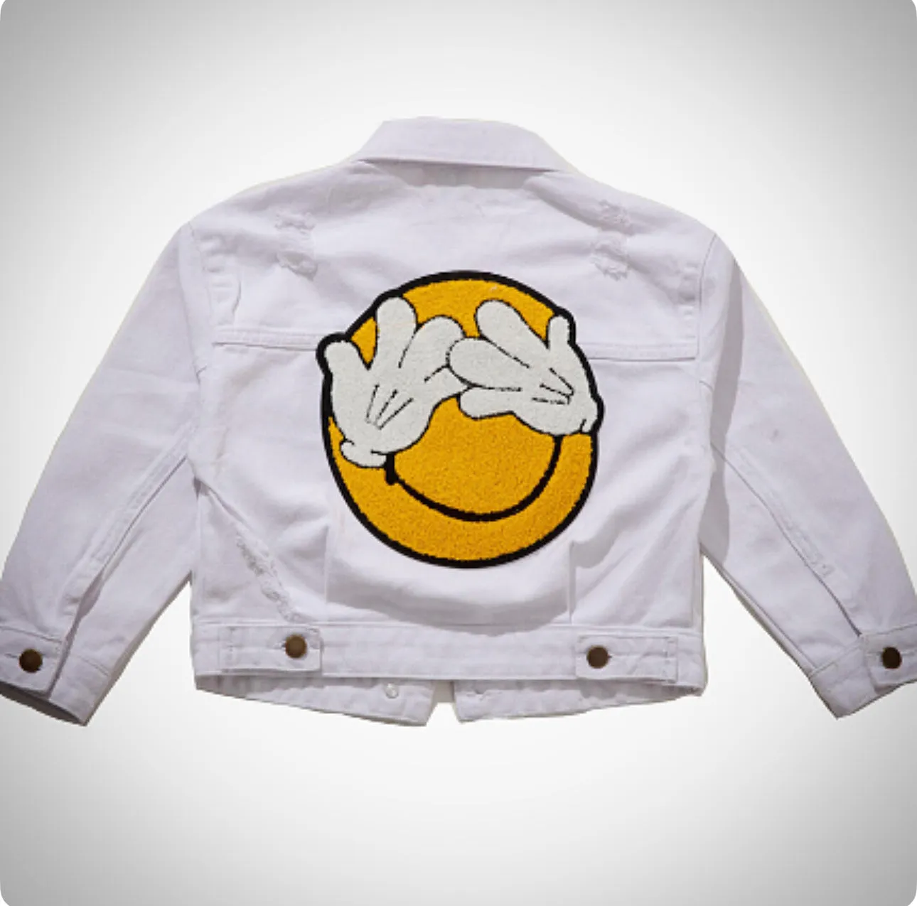 White Patched Denim Jacket