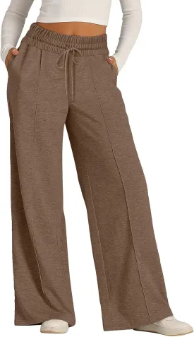 Wide Leg Sweatpants for Women Causal Drawstring High Waist Baggy Straight Trousers High Waist Yoga Palazzo Pants