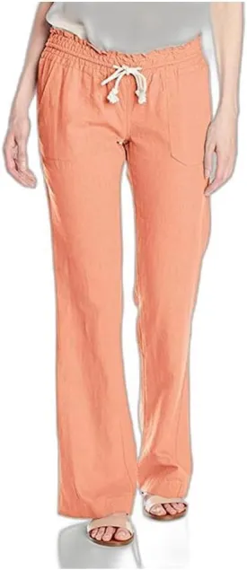 Women's Cotton Linen Pants Solid Color Lace-Up Soft Loose Casual Vacation Lightweight Wide-Leg Pants Walk Jogger Pant