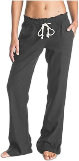 Women's Cotton Linen Pants Solid Color Lace-Up Soft Loose Casual Vacation Lightweight Wide-Leg Pants Walk Jogger Pant