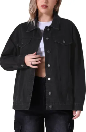 Women's Denim Jackets Casual Oversized Pockets Long Sleeve Trendy Shacket Plus Size Jean Jacket