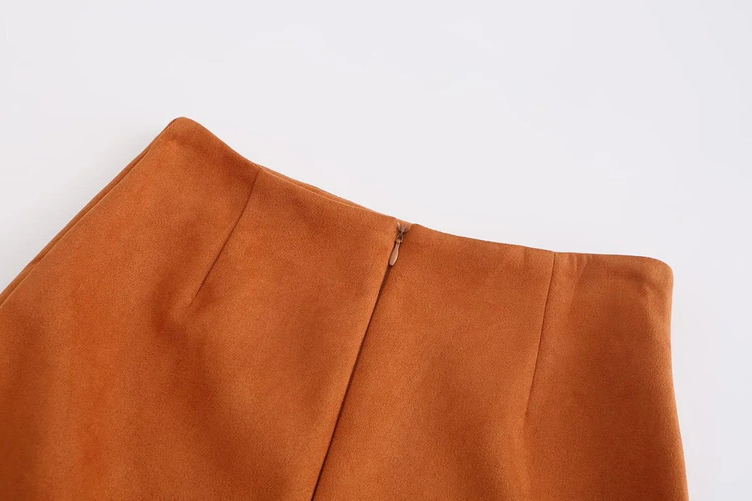 Women's Faux Suede Back Split Hip Packaged Skirt Midi Pencil Skirt