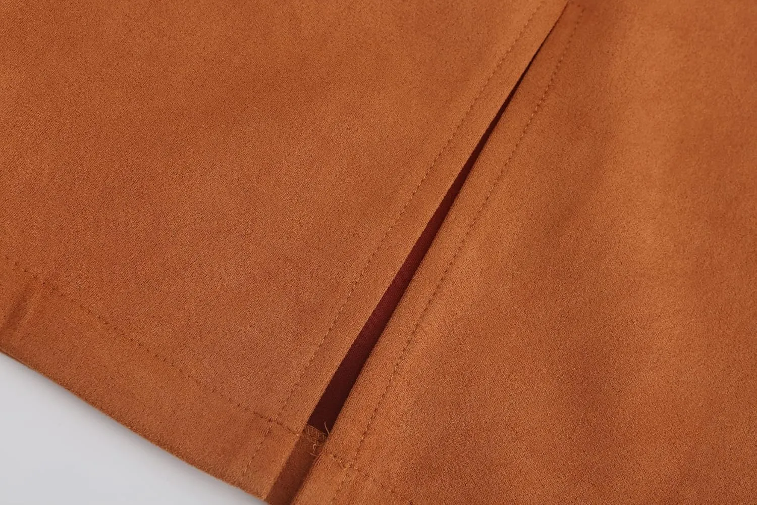 Women's Faux Suede Back Split Hip Packaged Skirt Midi Pencil Skirt