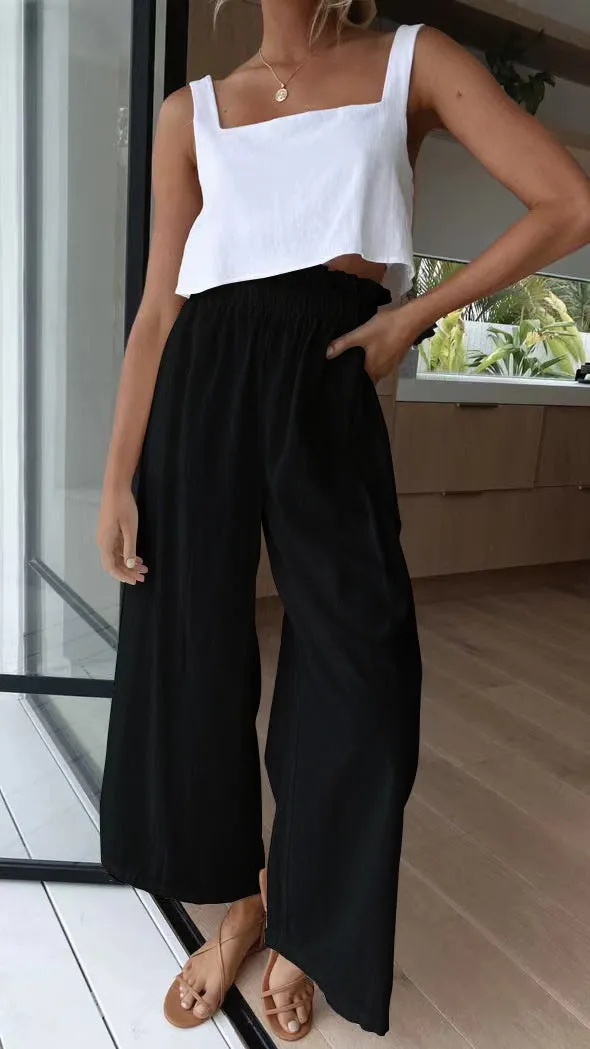 Women's High Waist Wide Leg Loose Mopping Pants